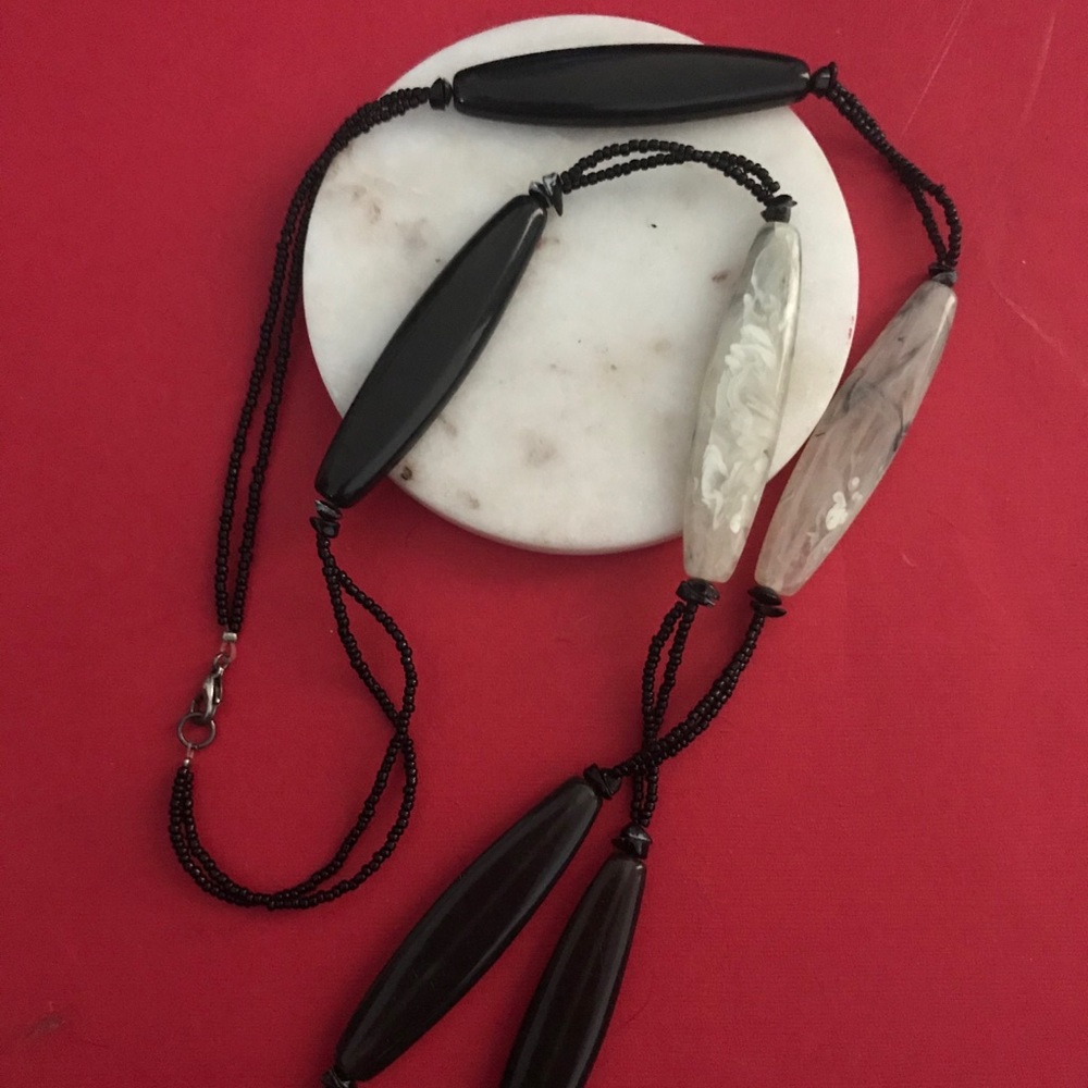 Faux Stone and Seed Bead Necklace